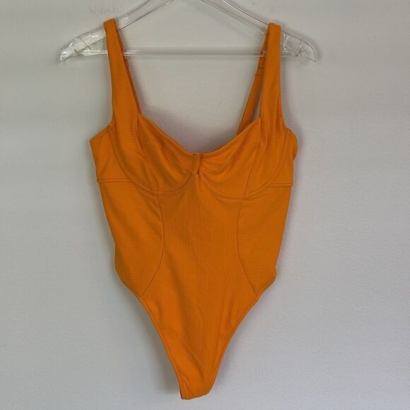 NWT Swimsuits For All GOLD Camille Collection Ribbed One Piece Swimsuit Size L - Picture 2 of 13